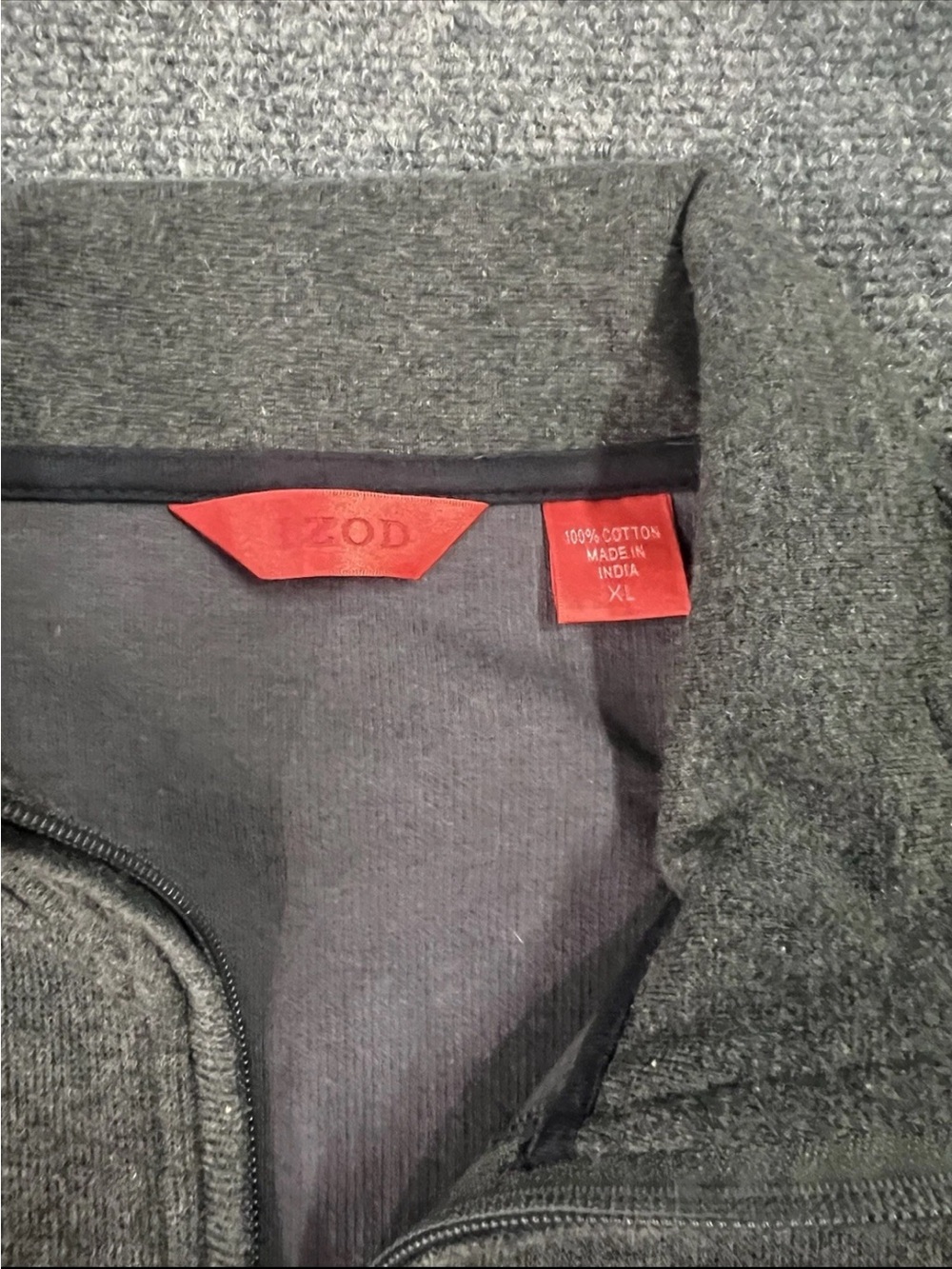 Izod Men’s Quarter Zip Gray Pullover XL 100% Cotton Coastal Vibes Golf Preppy - Picture 5 of 8